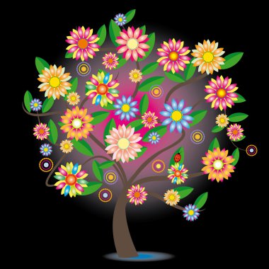 renkli ağaç çiçek şekil