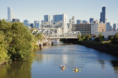 Kayaking on Chicago River clipart