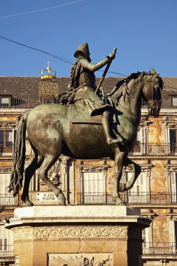 heykel felipe III - plaza mayor, madrid, İspanya