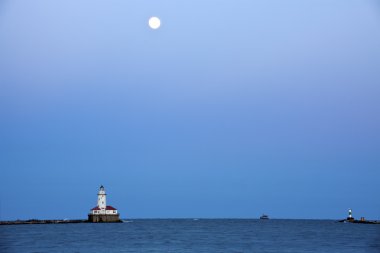 Dolunay chicago michigan Gölü ve deniz feneri rising