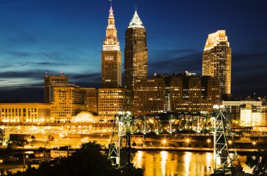 Cleveland during blue evening clipart