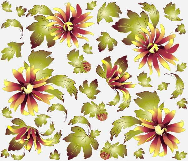 Fundo sem costura de um ornamento de flores, papel de parede moderno na moda ou textile.Chrysanthemum . — Vetor de Stock
