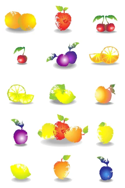 Icon set of various fruit and vegetables. — Stock Vector