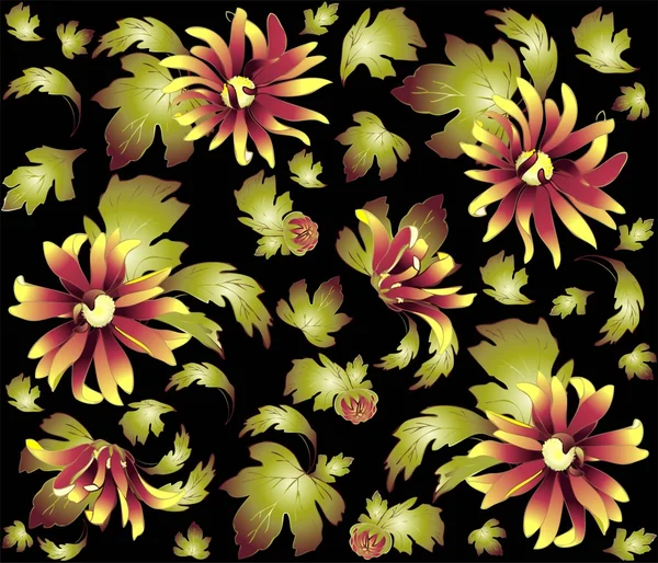 花飾り、ファッショナブルな現代的な壁紙や textile.chrysanthemum からのシームレスな背景. — ストックベクタ