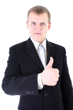 Thumbs-up business man clipart