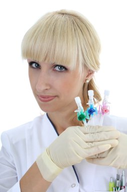 Attractive nurse with cannulas clipart