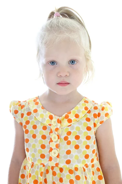 オレンジのドレスの少女 — ストック写真