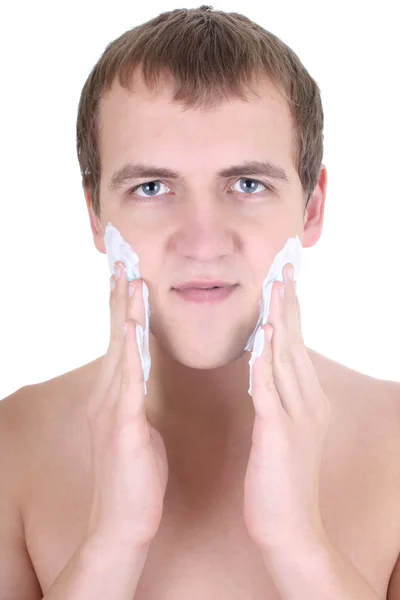 Young man with shaving foam — Stock Photo, Image