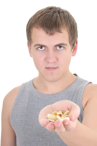 Tabletler ile genç adam — Stok fotoğraf
