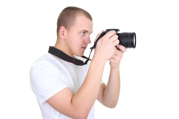 Профессиональный фотограф с камерой — стоковое фото