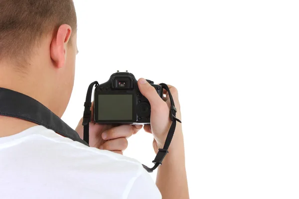 Jeune photographe avec appareil photo — Photo