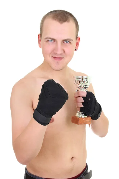 Счастливый боксер с Кубок — стоковое фото