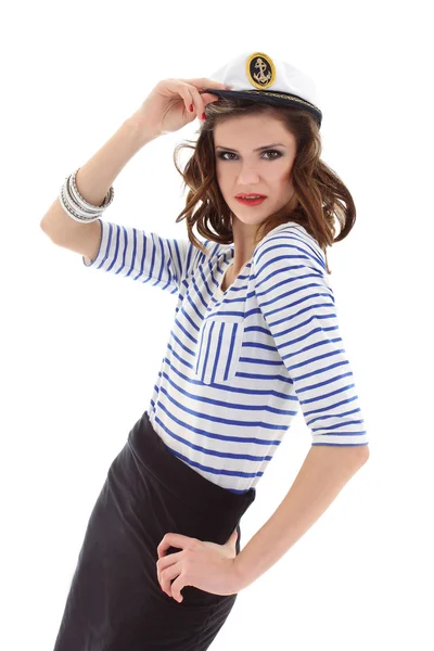 Jonge model in sailor kleren poseren — Stockfoto