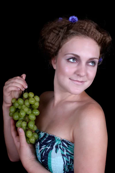 葡萄的女人 — 图库照片