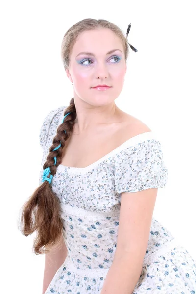 Portré egy hosszú hajú lányról — Stock Fotó