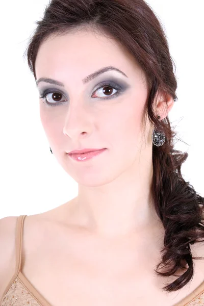 Portrait of a brunette with smoky eyes — Stock Photo, Image