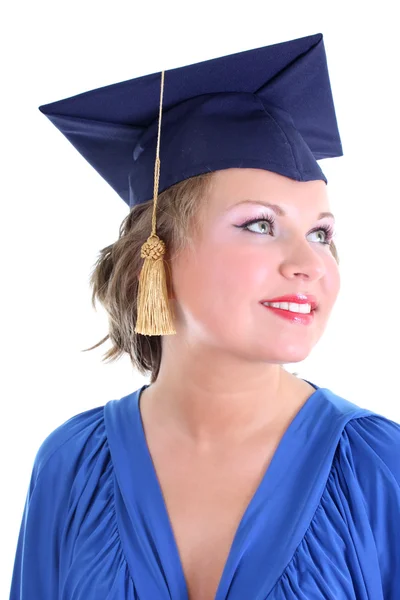 Mulher em boné de graduação — Fotografia de Stock