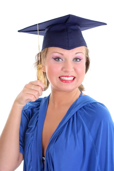 Mulher em boné de graduação — Fotografia de Stock