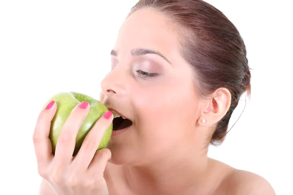 青リンゴと健康的な女性 — ストック写真