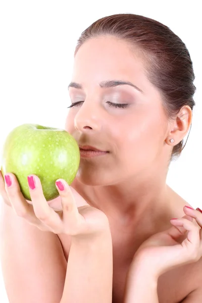 青リンゴと健康的な女性 — ストック写真