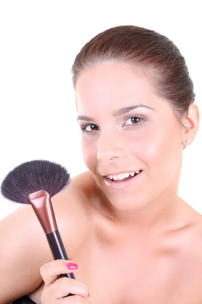 Woman with make up brush — Stock Photo, Image