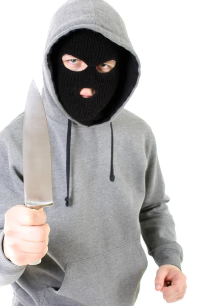 Gangster in Maske mit Messer — Stockfoto