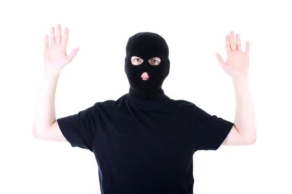 Överlämnade kriminella i en mask — Stockfoto