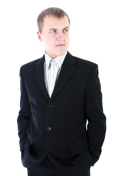 Молодой бизнесмен в черном костюме — стоковое фото