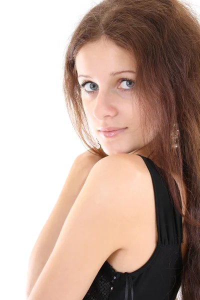 Portrait of young woman over white — Stock Photo, Image