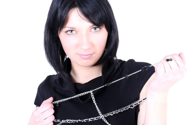 Young beautiful woman with chain — Stock Photo, Image