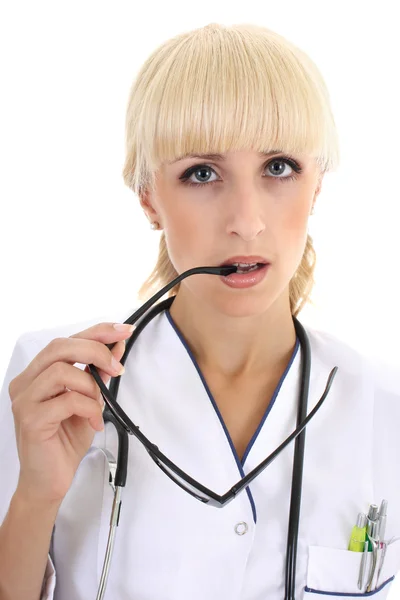 Medico donna con occhiali — Foto Stock