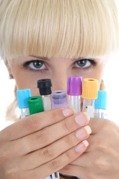 Doctor with test-tubes — Stock Photo, Image