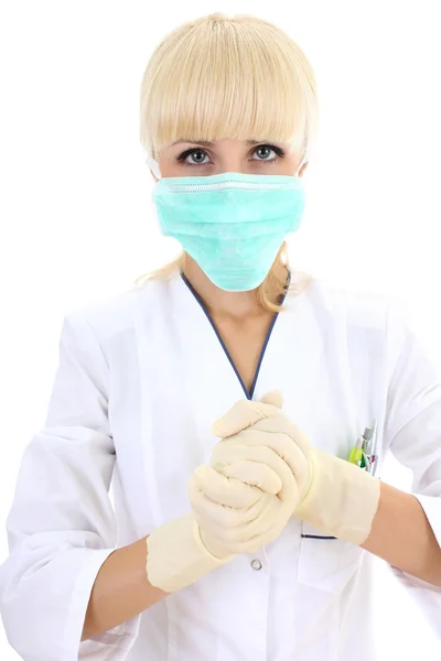 Femme chirurgien en masque — Photo