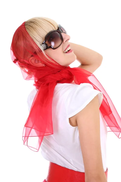 Glamorous girl in red — Stock Photo, Image