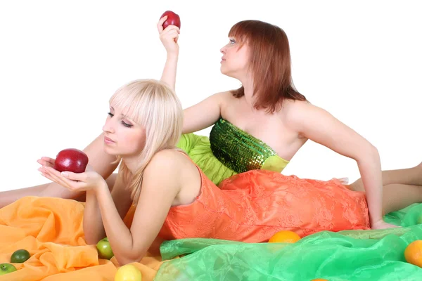 Twee sexy vrouwen met vruchten Stockfoto