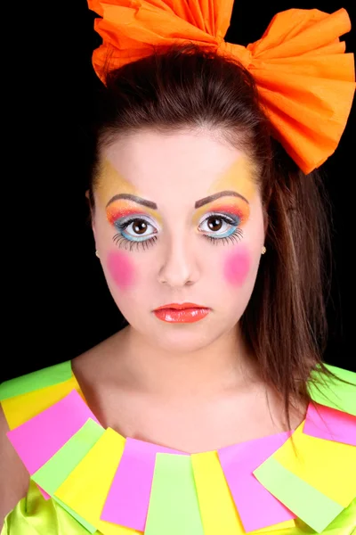 Kvinna i docka stil med creative make-up — Stockfoto