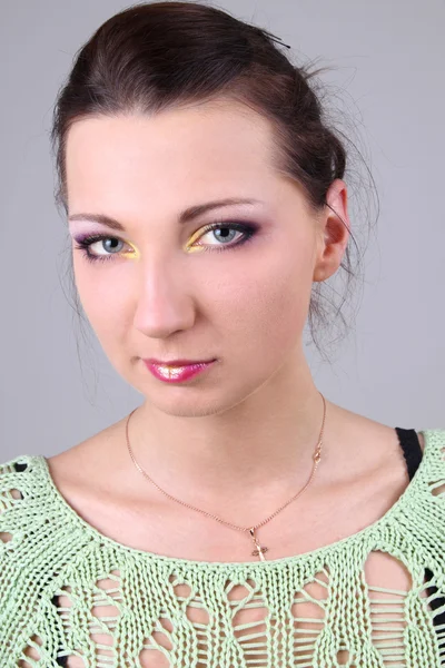 Portrait of beautiful brunette with make up — Stock Photo, Image
