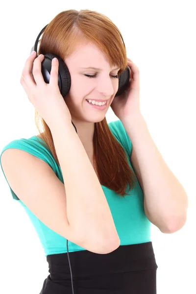 Teenager in headphones with close eyes — Stock Photo, Image