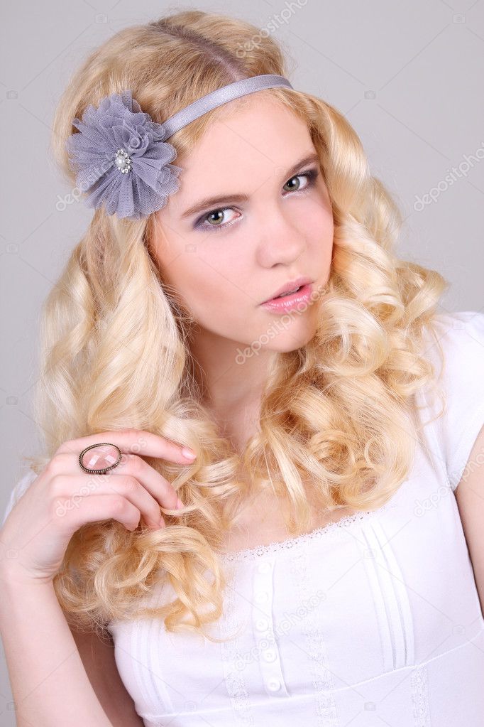 Young serious girl in hippy style