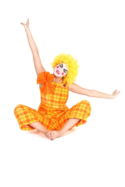 Смішний клоун в костюмі і макіяжі — стокове фото