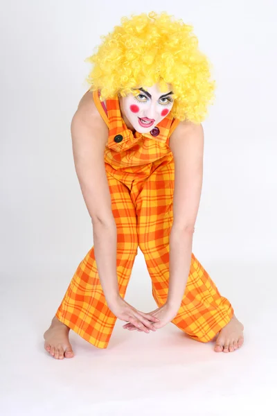 Legrační klaun v kostýmu a make-up — Stock fotografie