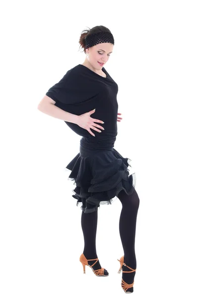 Dançarina do latino em preto mostrando paixão — Fotografia de Stock