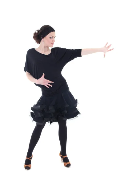 Attraktive Latino-Tänzerin in schwarz posiert — Stockfoto