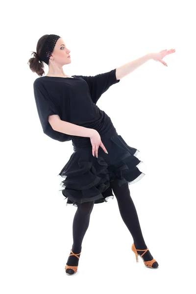 Young woman in black dancing — Stock Photo, Image
