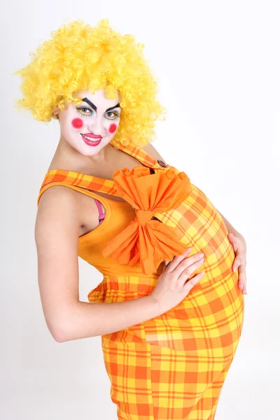 Happy clown with big abdomen — Stock Photo, Image