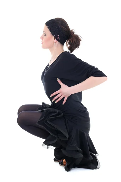 Tanečnice v černém ukazující pozice — Stock fotografie