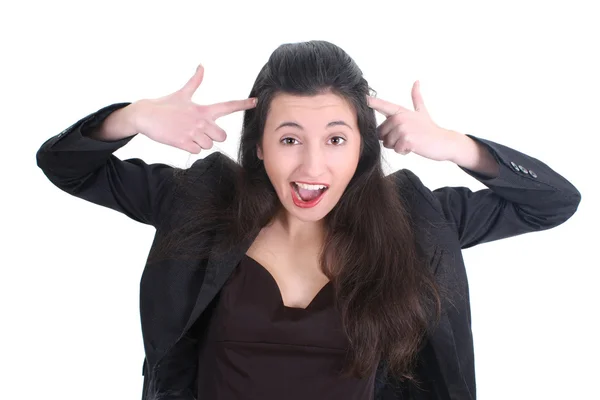 Crazy business woman screaming — Stock Photo, Image