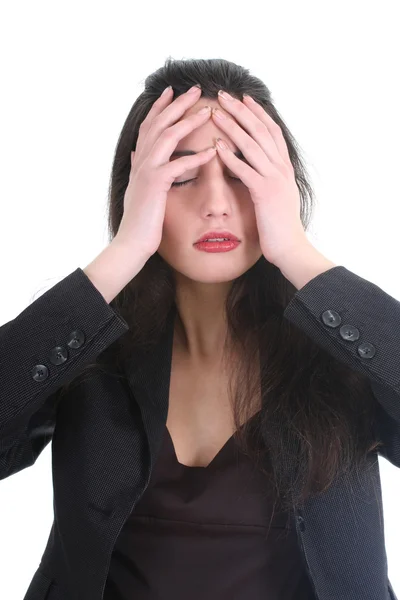 Business woman with a headache — Stock Photo, Image