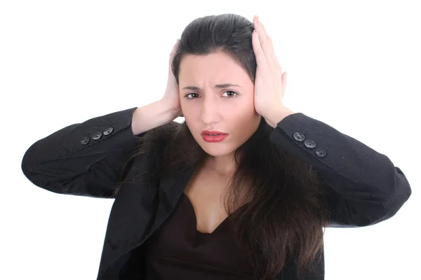 Obchodní žena s bolestí hlavy — Stock fotografie