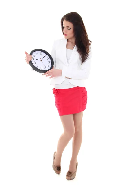 Femme d'affaires à la recherche à horloge Photo De Stock